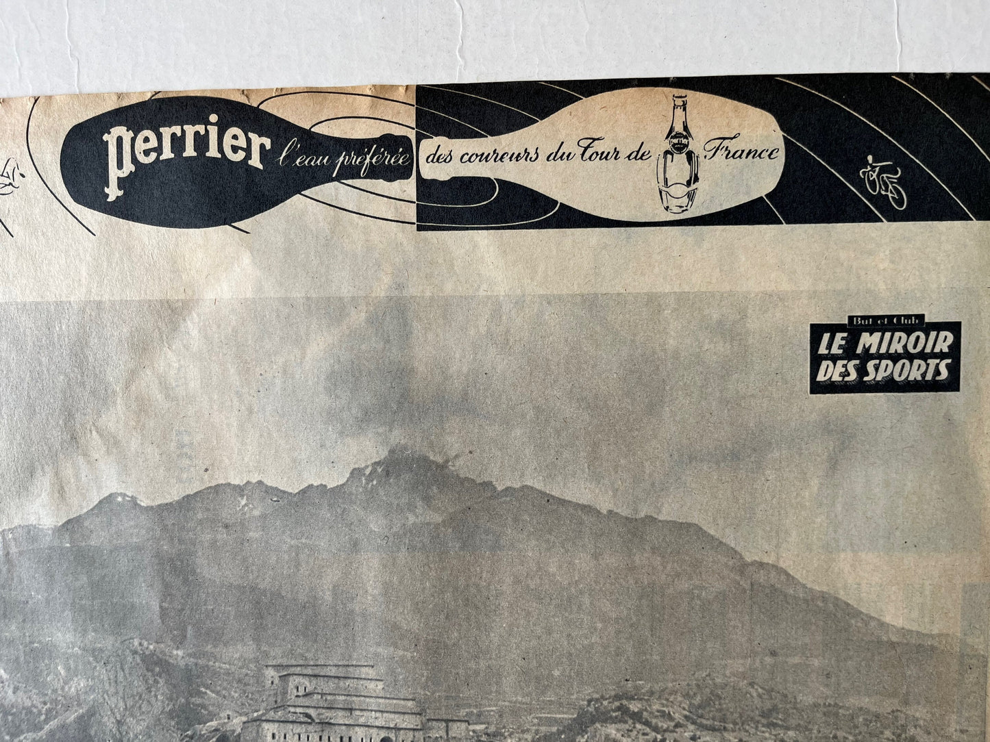 Vintage Tour de France/ Perrier original vintage cycling print 1960s