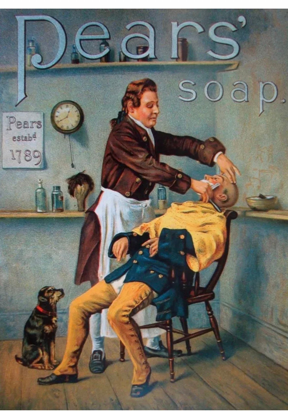 Vintage Advertising Poster - Pear’s Soap, Barbershop, c1920
