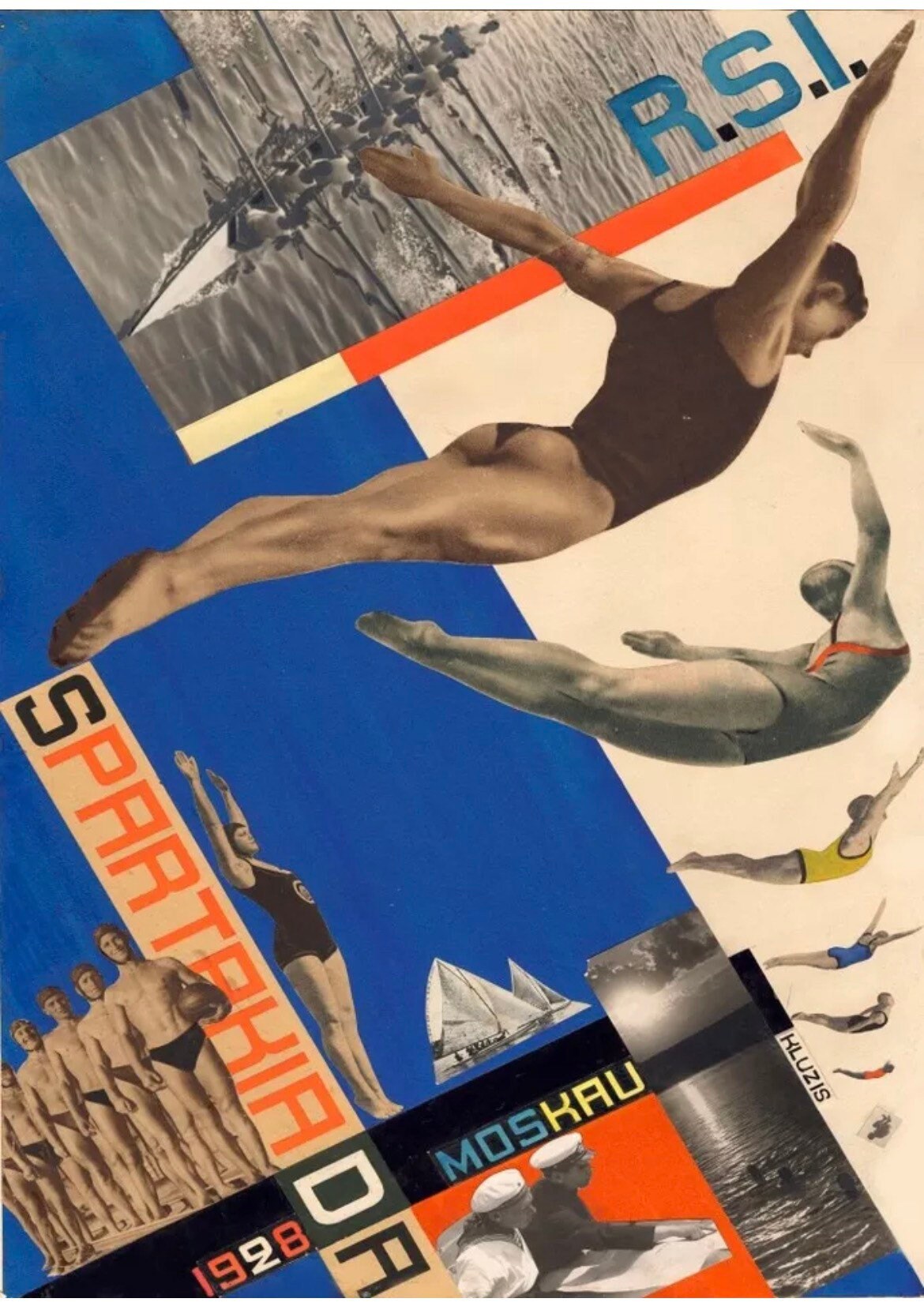 Vintage Soviet Suprematism Propaganda Poster - Spartakiada, Gustav Klutsis, c1920