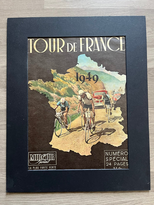 Vintage Cycling Print - Tour de France Route Map, Magazine Original, 1949