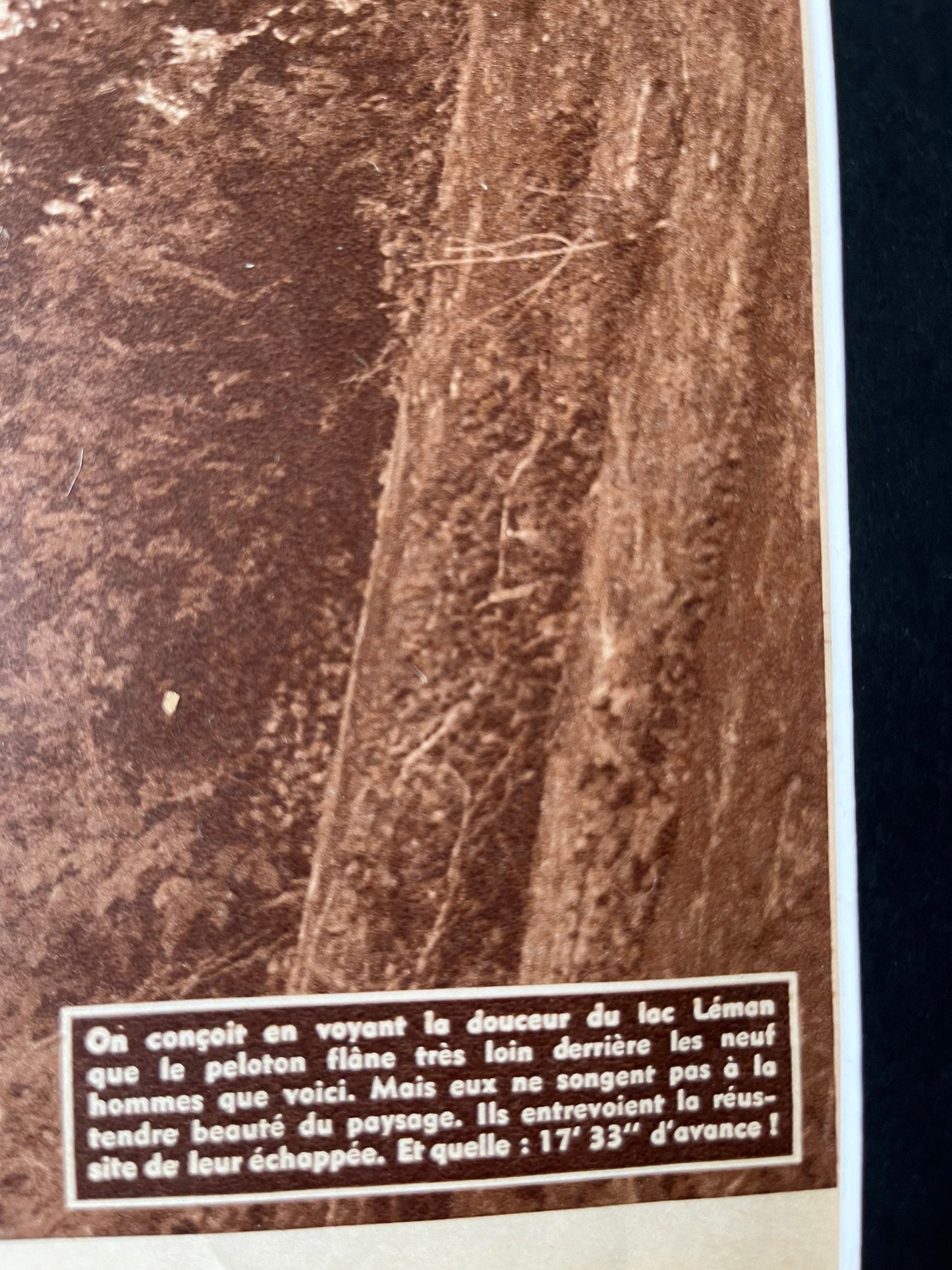 Vintage Cycling Print - Lac Le Man, Tour de France, Original  1950s