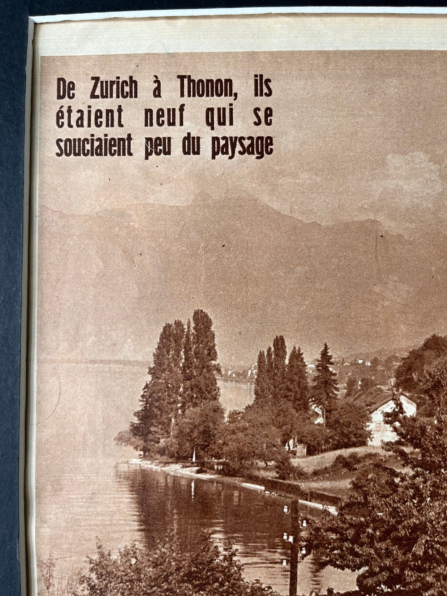 Vintage Cycling Print - Lac Le Man, Tour de France, Original  1950s