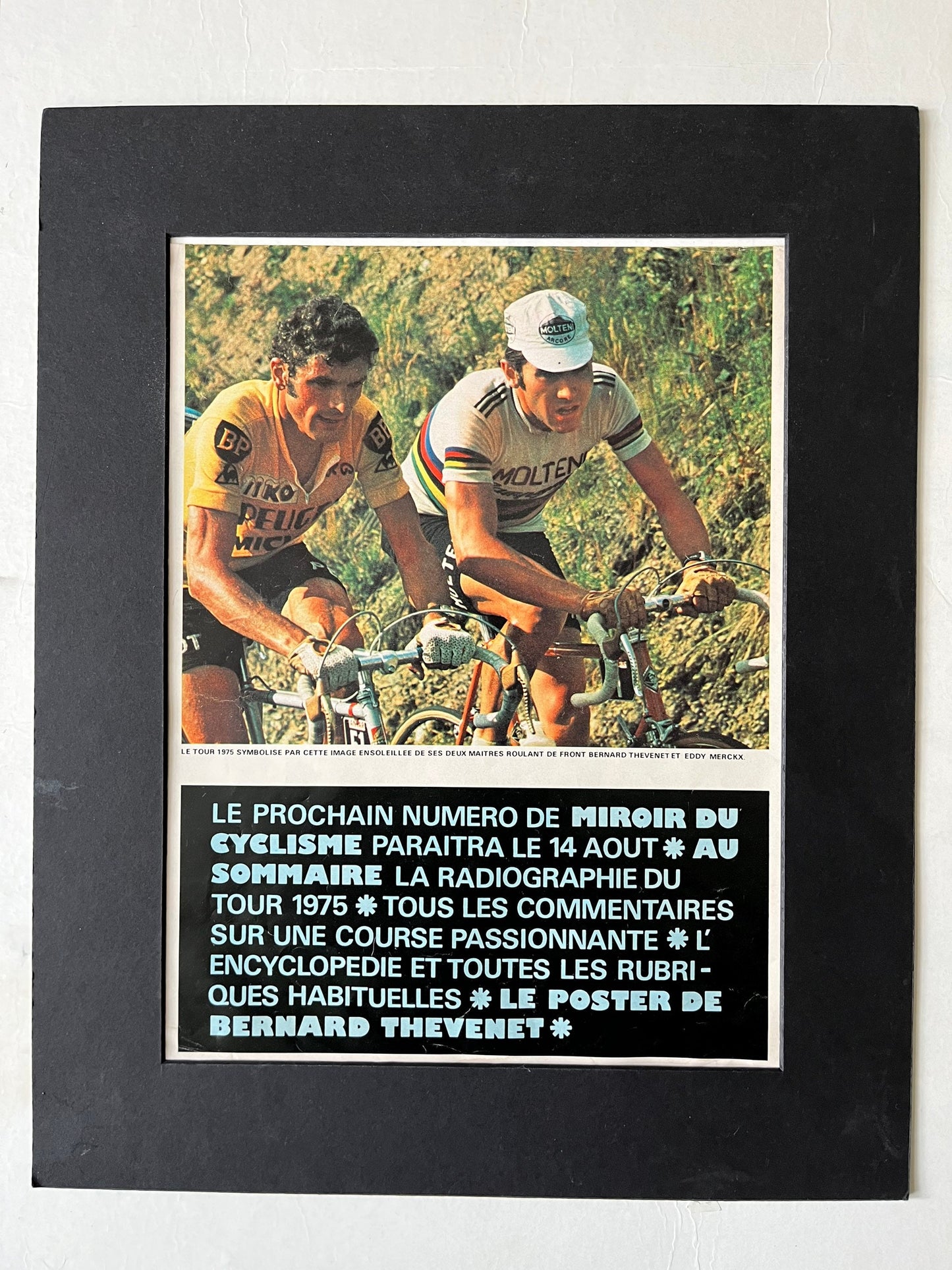 Vintage Cycling Print - Tour de France, Eddy Merckx/Bernard Thevenet,  Original 1974