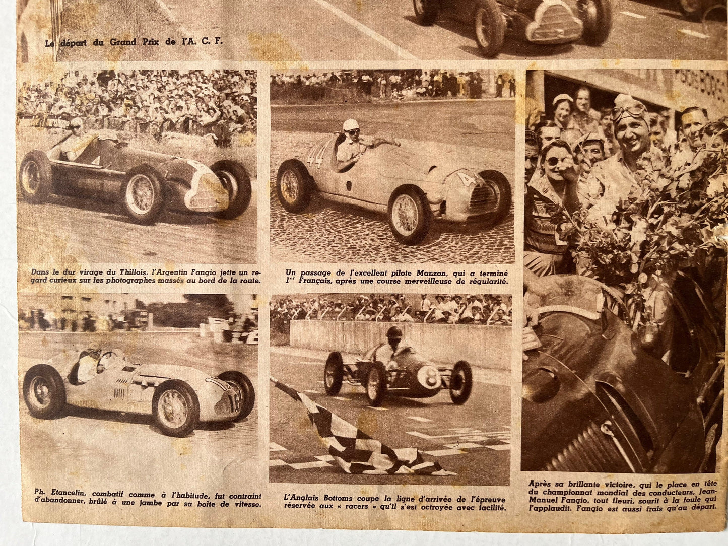 Vintage Grand Prix Print (French) - Jean Manuel Fangio, Original c1950
