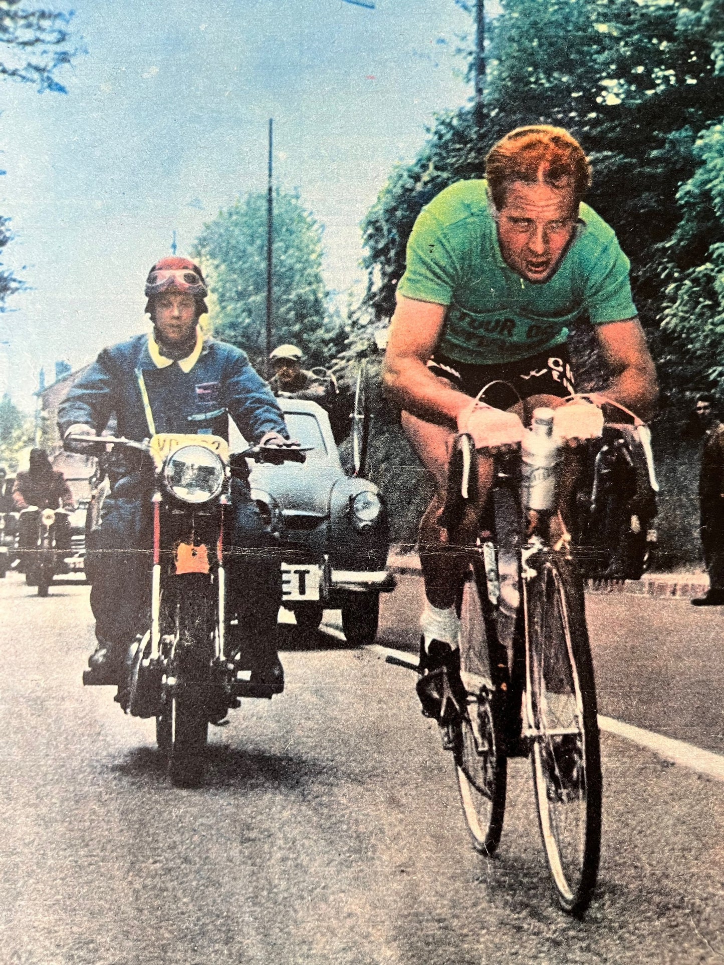 Vintage Cycling Print (Colour) - Giro D’Italia, Hugo Koblet, Original 1953