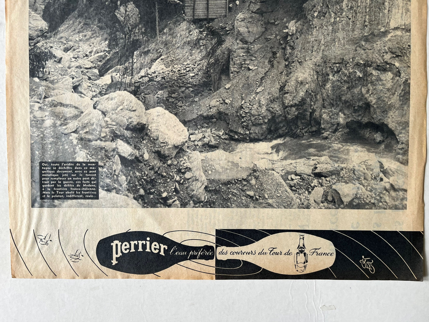 Vintage Tour de France/ Perrier original vintage cycling print 1960s