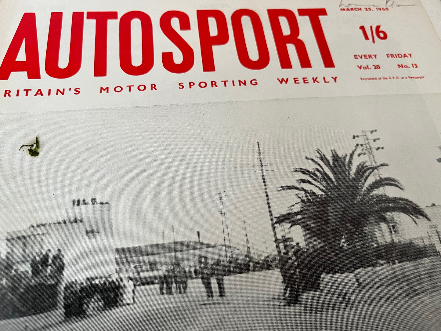 Vintage Racing Car Print -  Monte Carlo Autosport/Ferrari Original, 1960