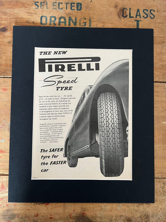 Vintage Advertising Print - Pirelli Tyres, c1955