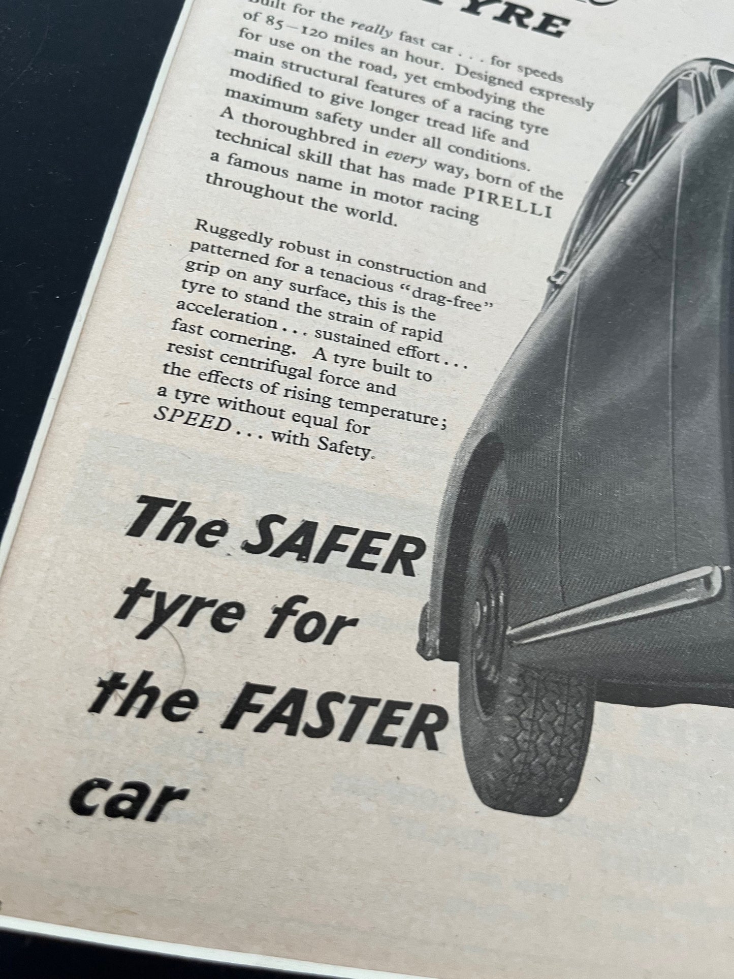 Vintage Advertising Print - Pirelli Tyres, c1955