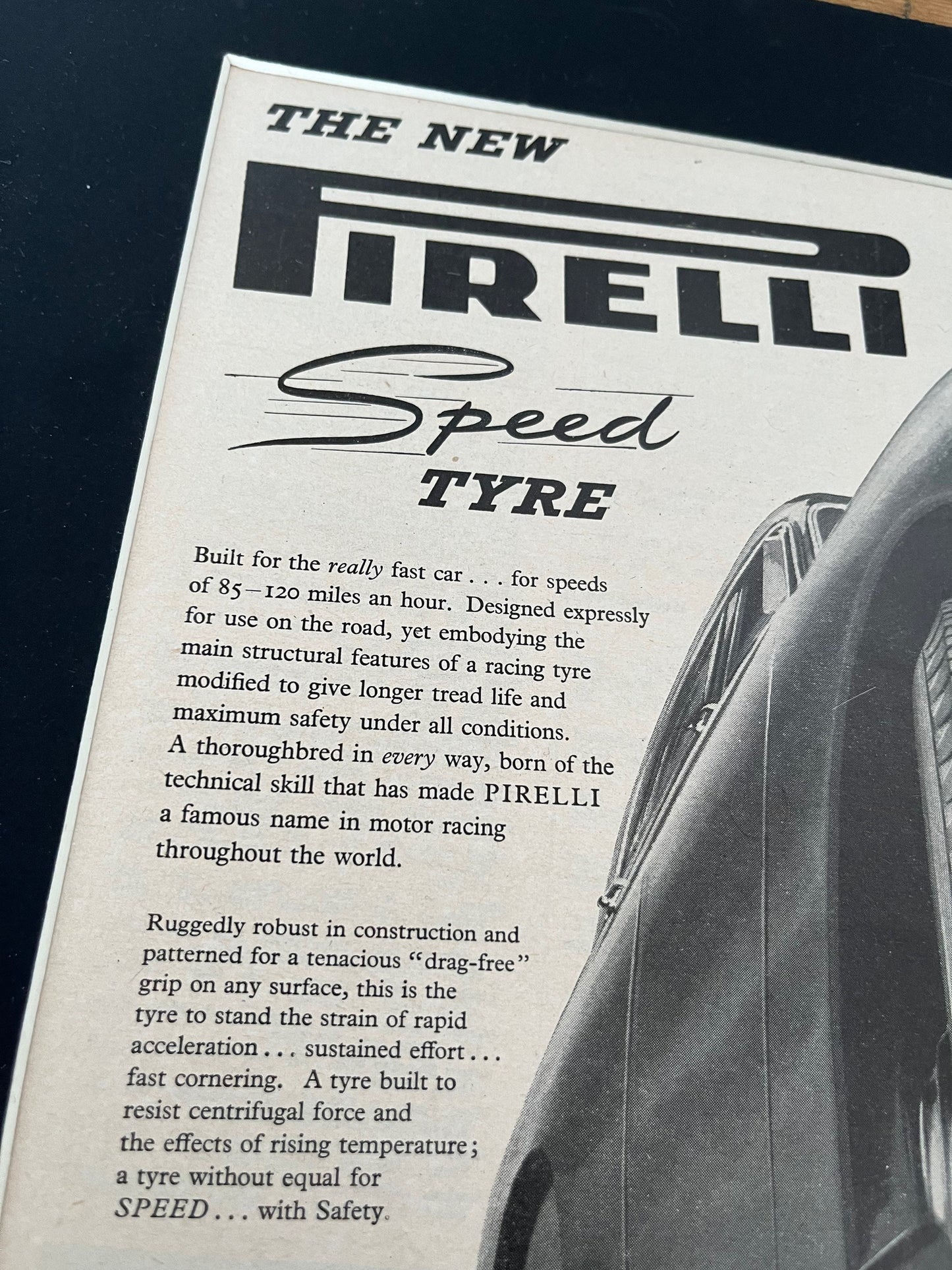 Vintage Advertising Print - Pirelli Tyres, c1955