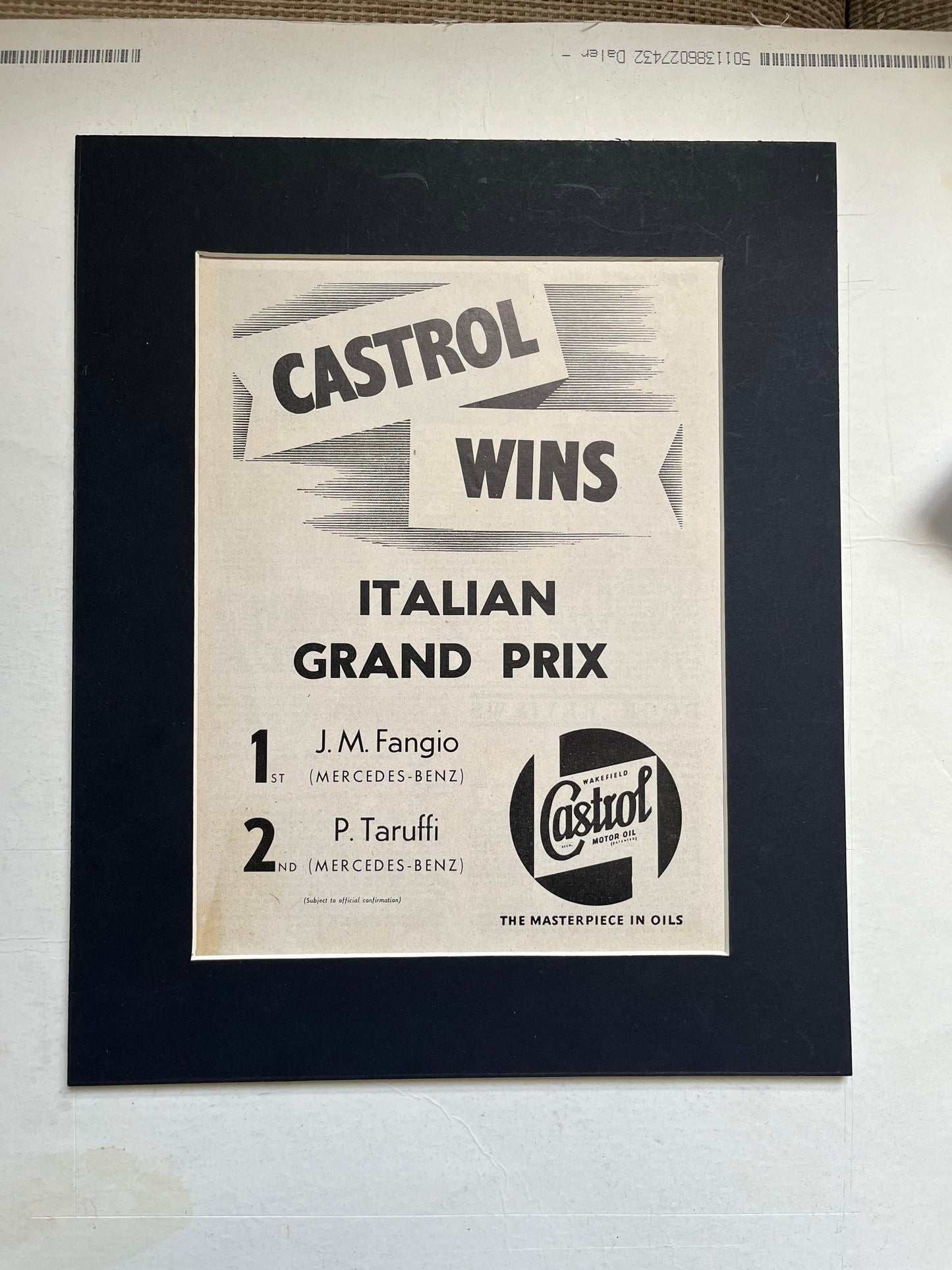 Vintage Castrol / Italian Grand Prix print 1955