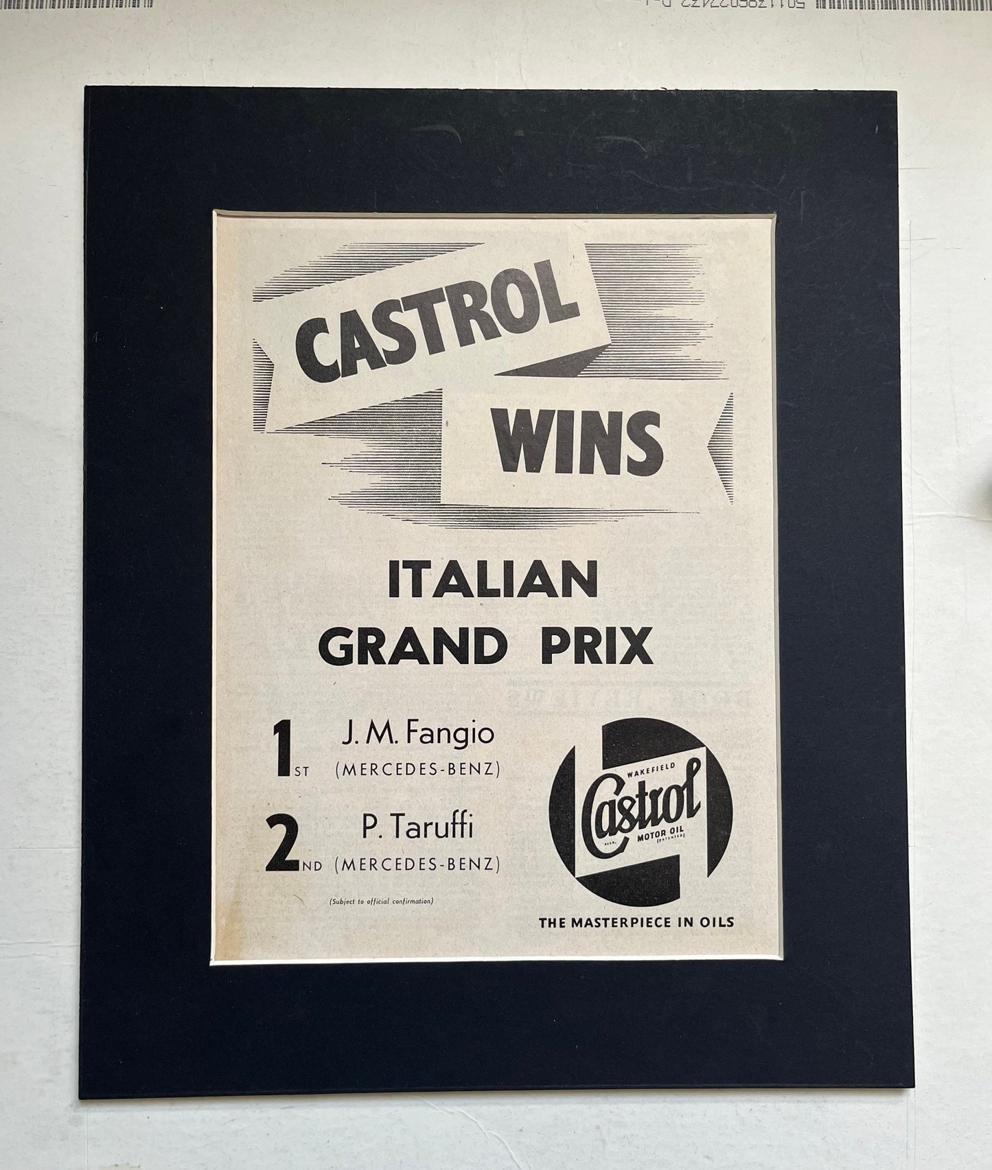Vintage Castrol / Italian Grand Prix print 1955