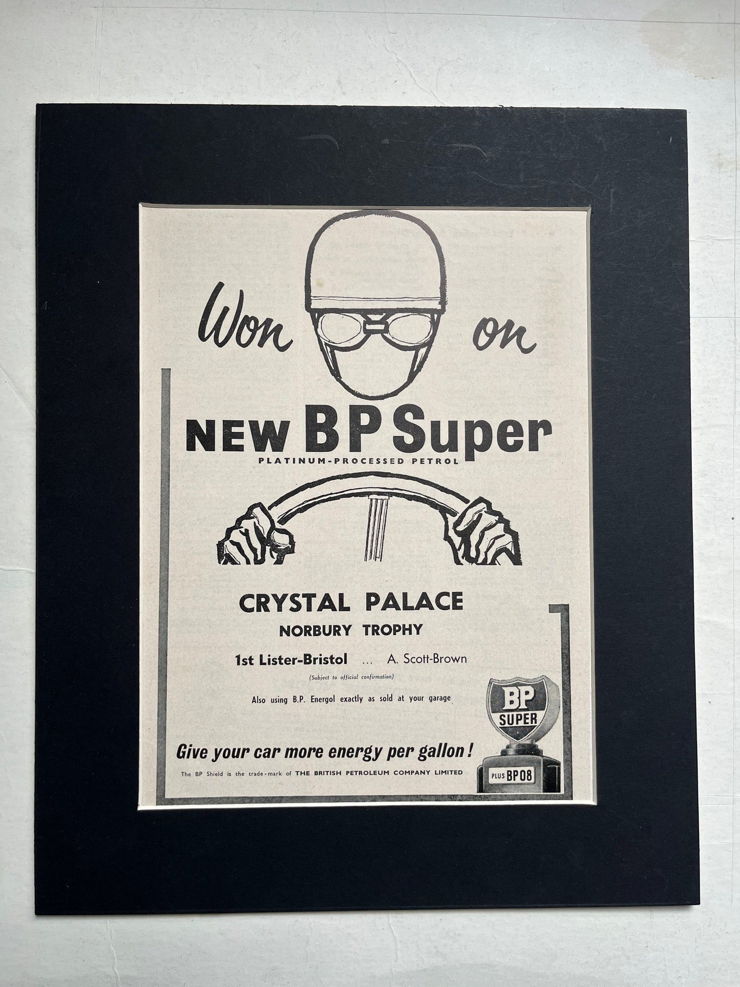 Vintage BP Super print 1955 -Crystal Palace car racing track