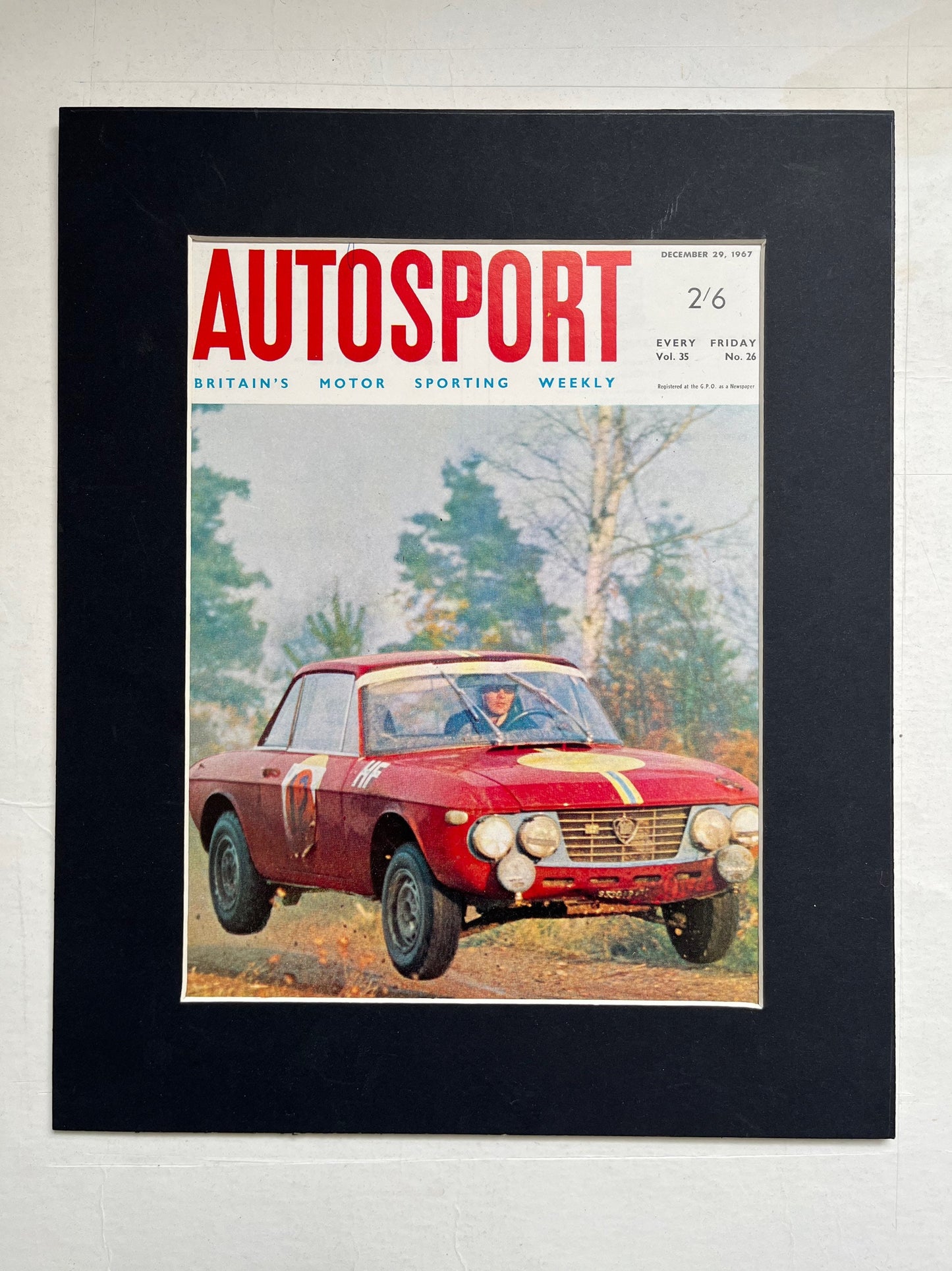 Vintage Autosport print 1969 Lancia Fulvia  rally car