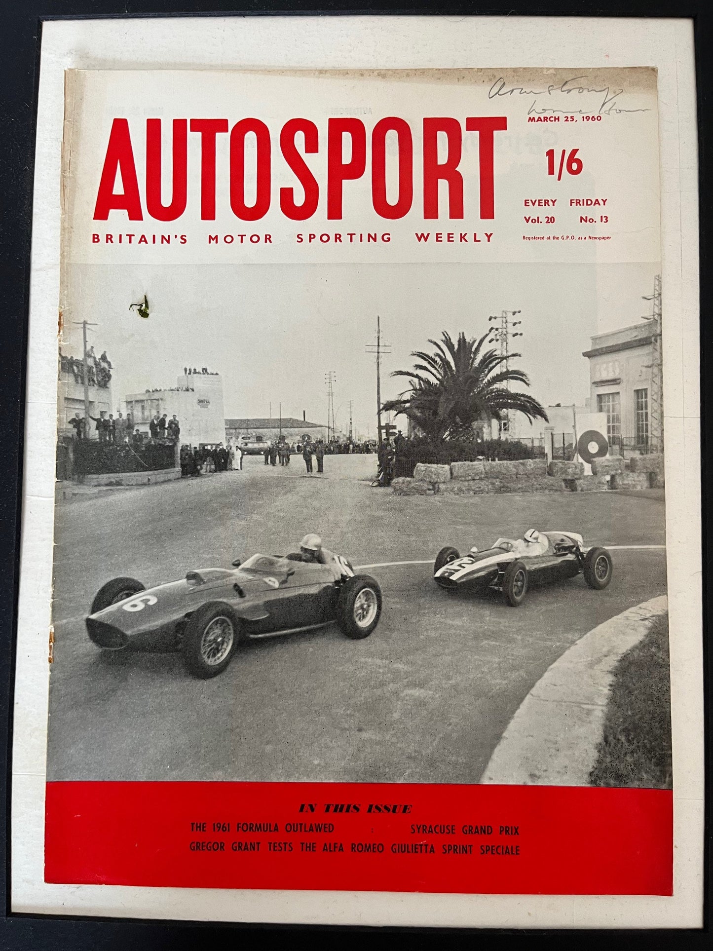 Vintage Racing Car Print -  Monte Carlo Autosport/Ferrari Original, 1960