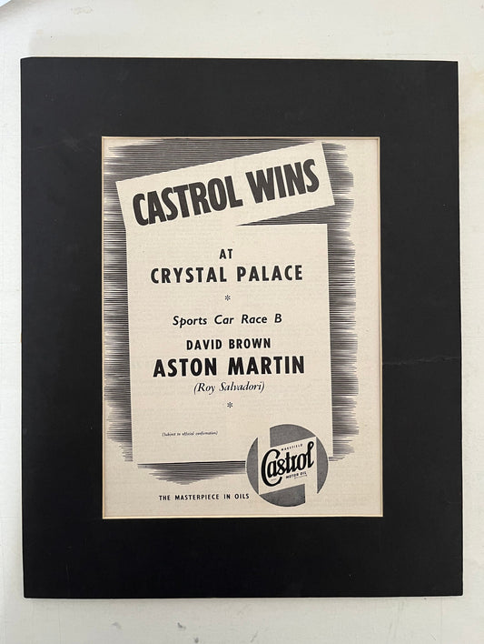 Vintage Castrol /Aston Martin advertising print 1955