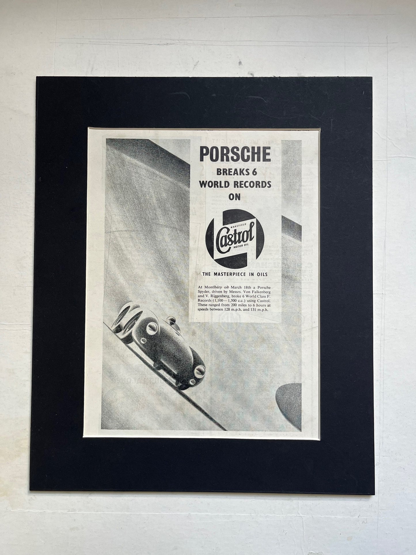Vintage Advertising Print - Porsche 550 Spyder, Castrol Oil, 1955