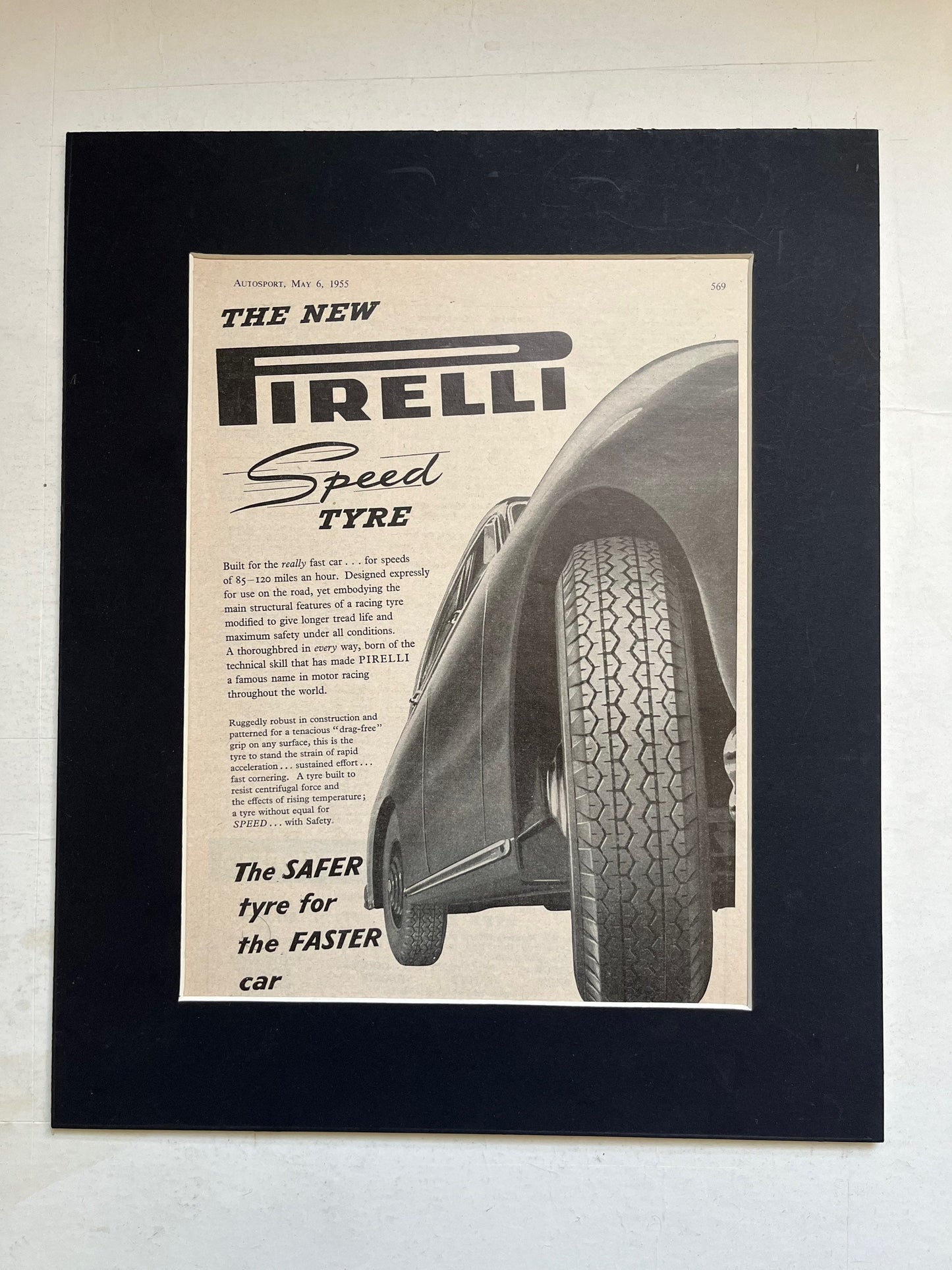 Vintage Advertising Print - Pirelli Tyres, c1955