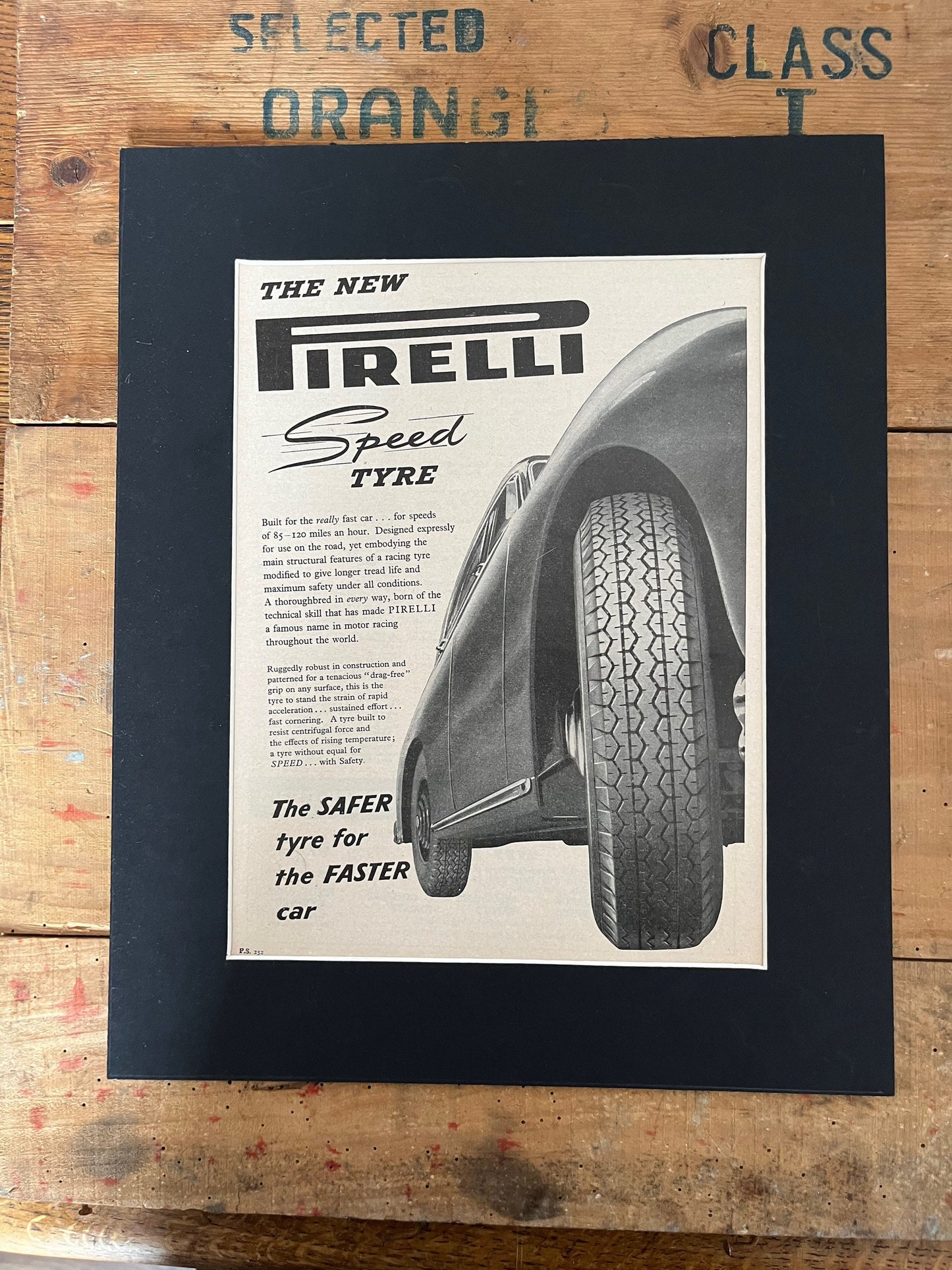 Vintage Advertising Print - Pirelli Tyres, c1955
