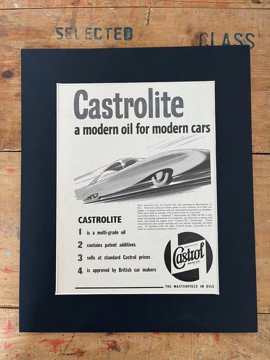 Vintage Castrol oil advertisement print 1950s