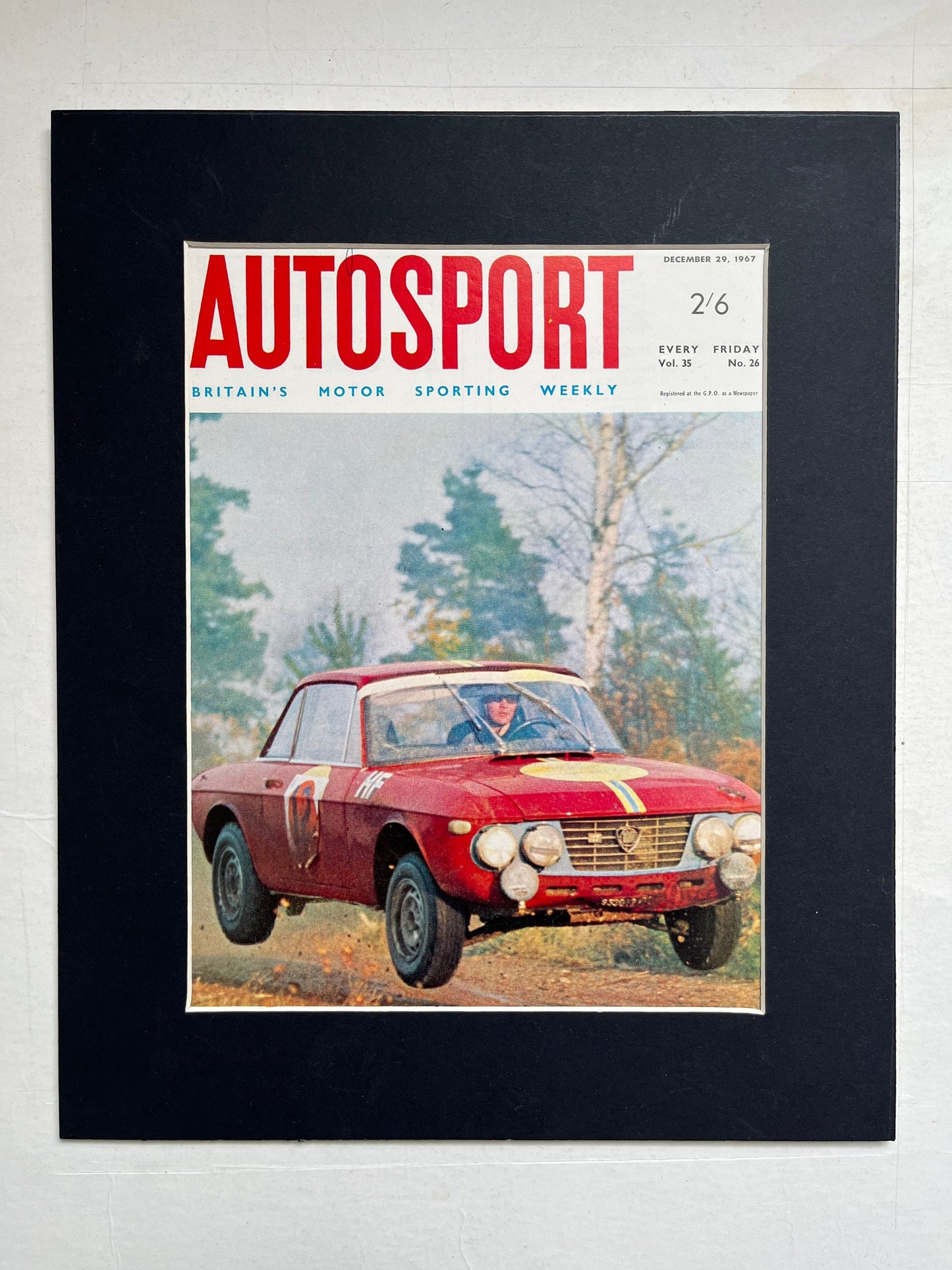 Vintage Autosport print 1969 Lancia Fulvia  rally car