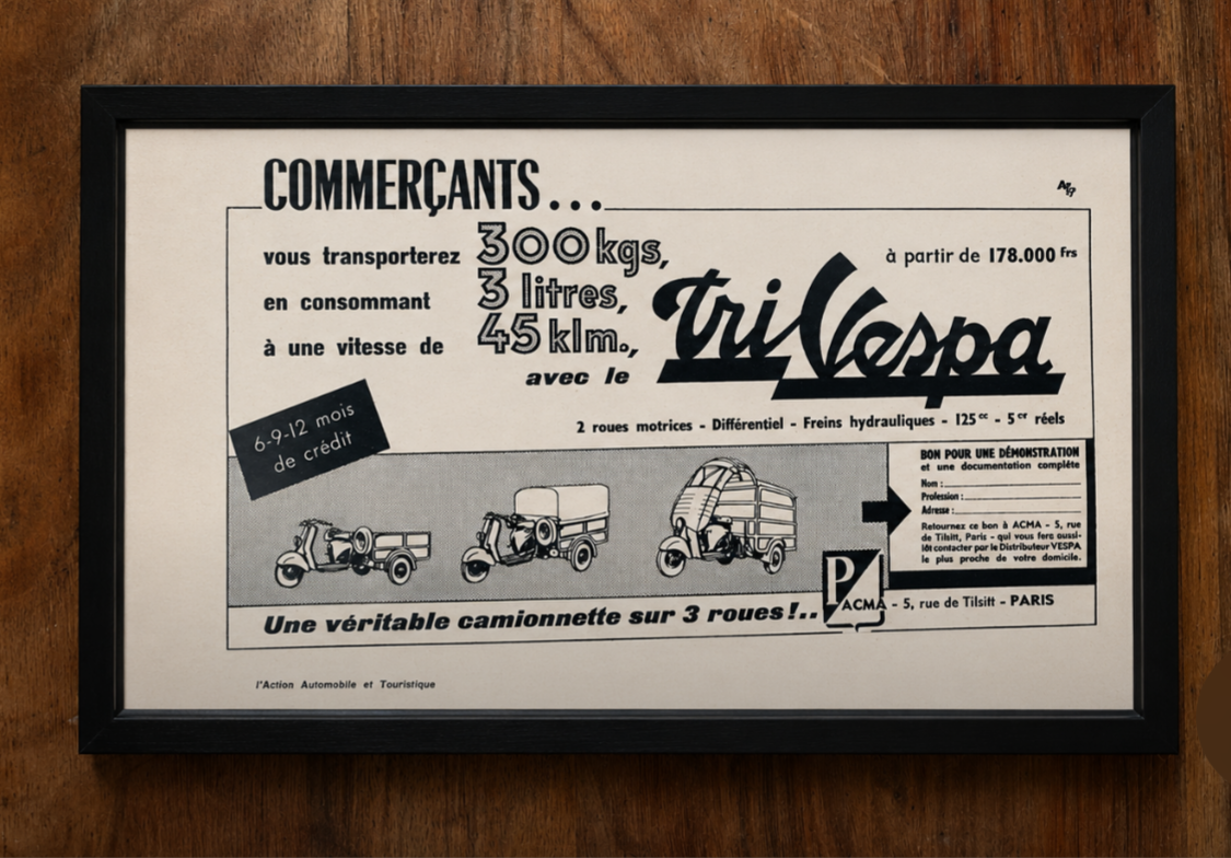 Vintage Vespa scooter advertisment print 1960s