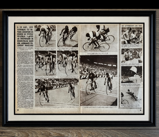 Vintage Tour de France cycling print c1953