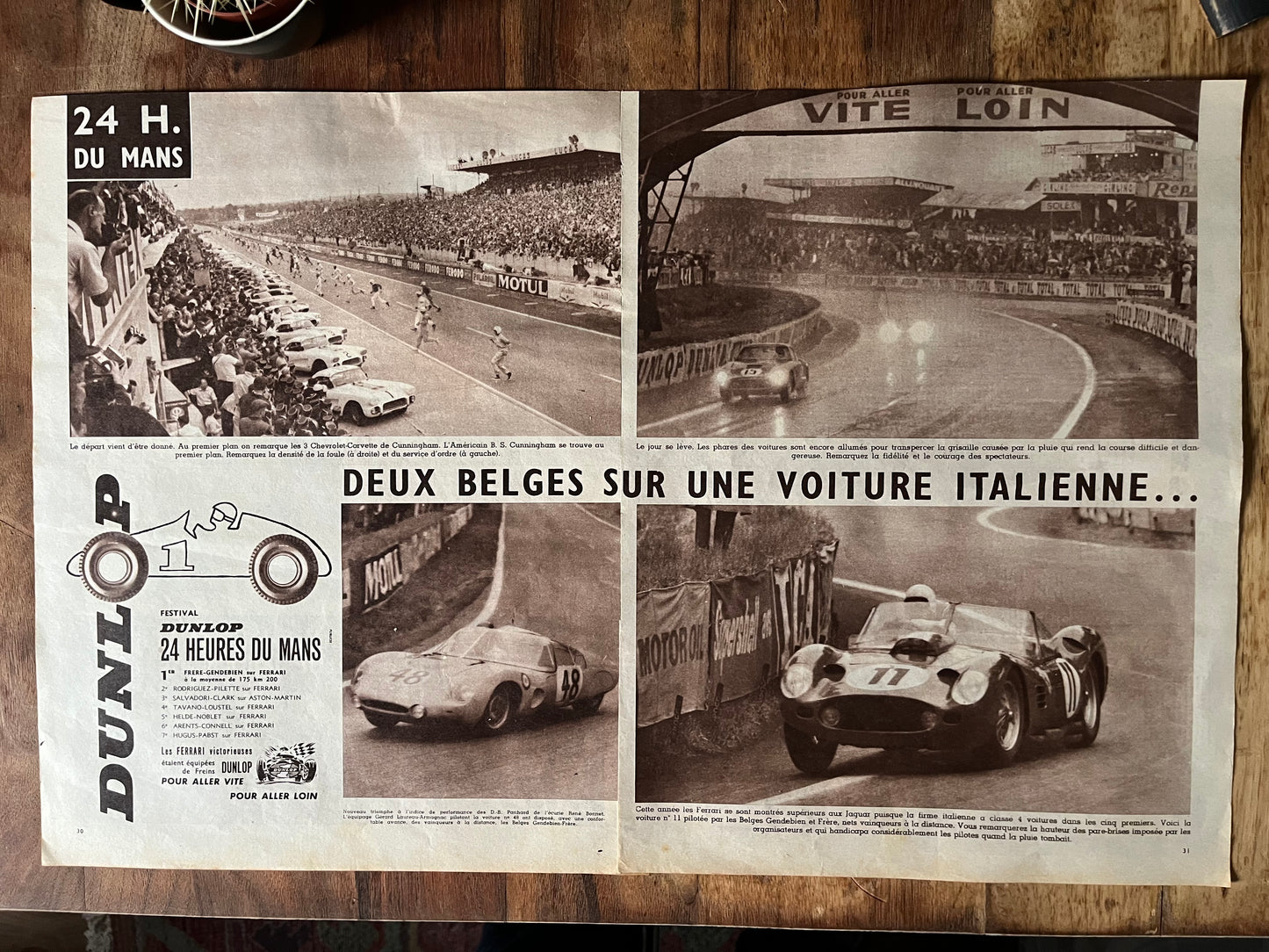 Le Mans Vintage motor racing magazine print original c1958
