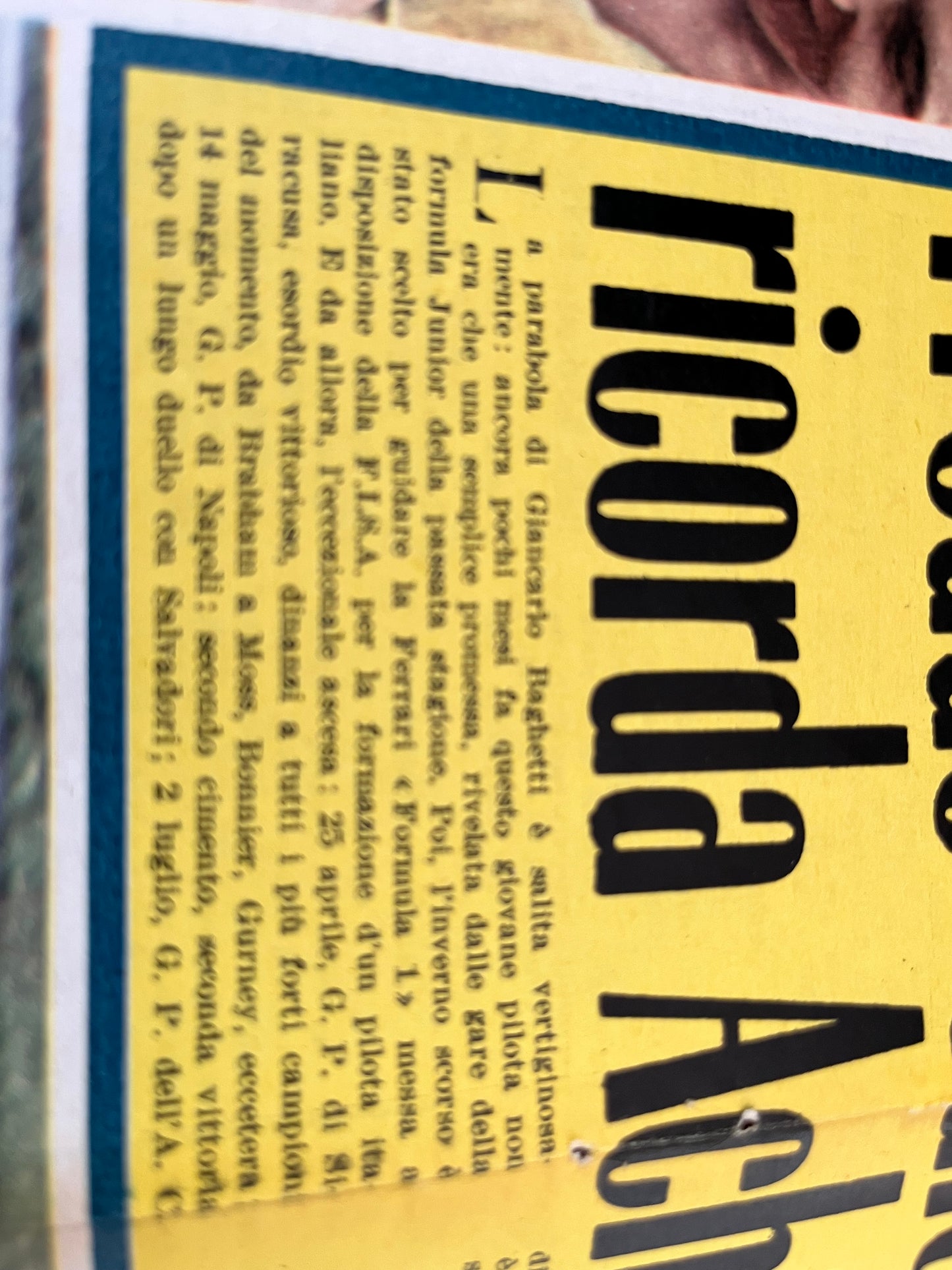 Vintage Italian motor racing original print 1950s Ferrari Giancarlo Baghetti