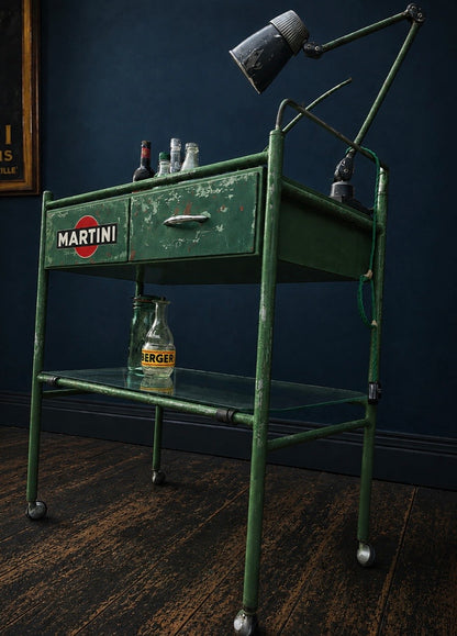 Vintage Martini logo drinks trolley ex medical