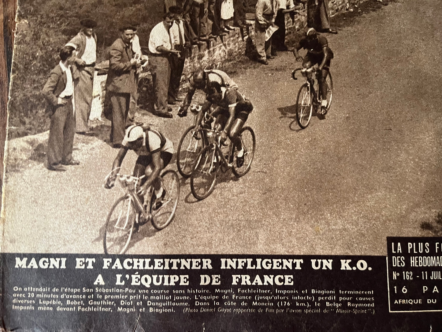 Vintage Tour de France cycling print 1949 San Sebastián - Pau