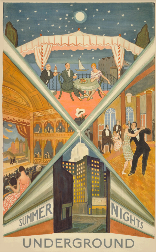 Vintage Advertising Poster - London Transport, London Summer nights McKnight Kauffer c1938