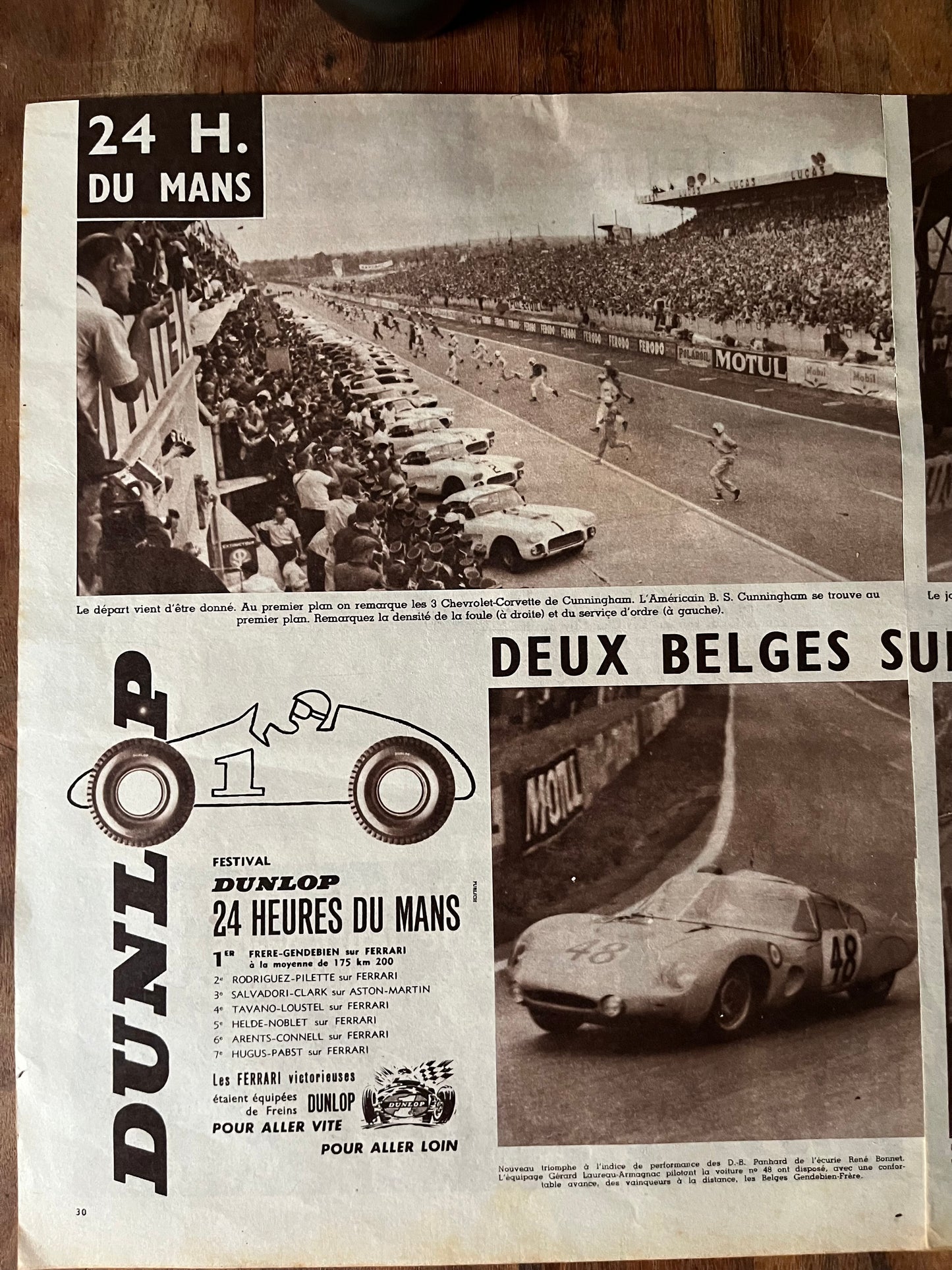 Le Mans Vintage motor racing magazine print original c1958