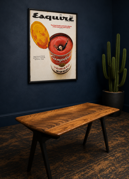 1950s James Leonard ESA side Table with reclaimed elm top