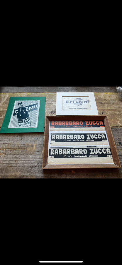 Vintage Martini / Rabarbaro / Cinzano advertising Prints -1950s