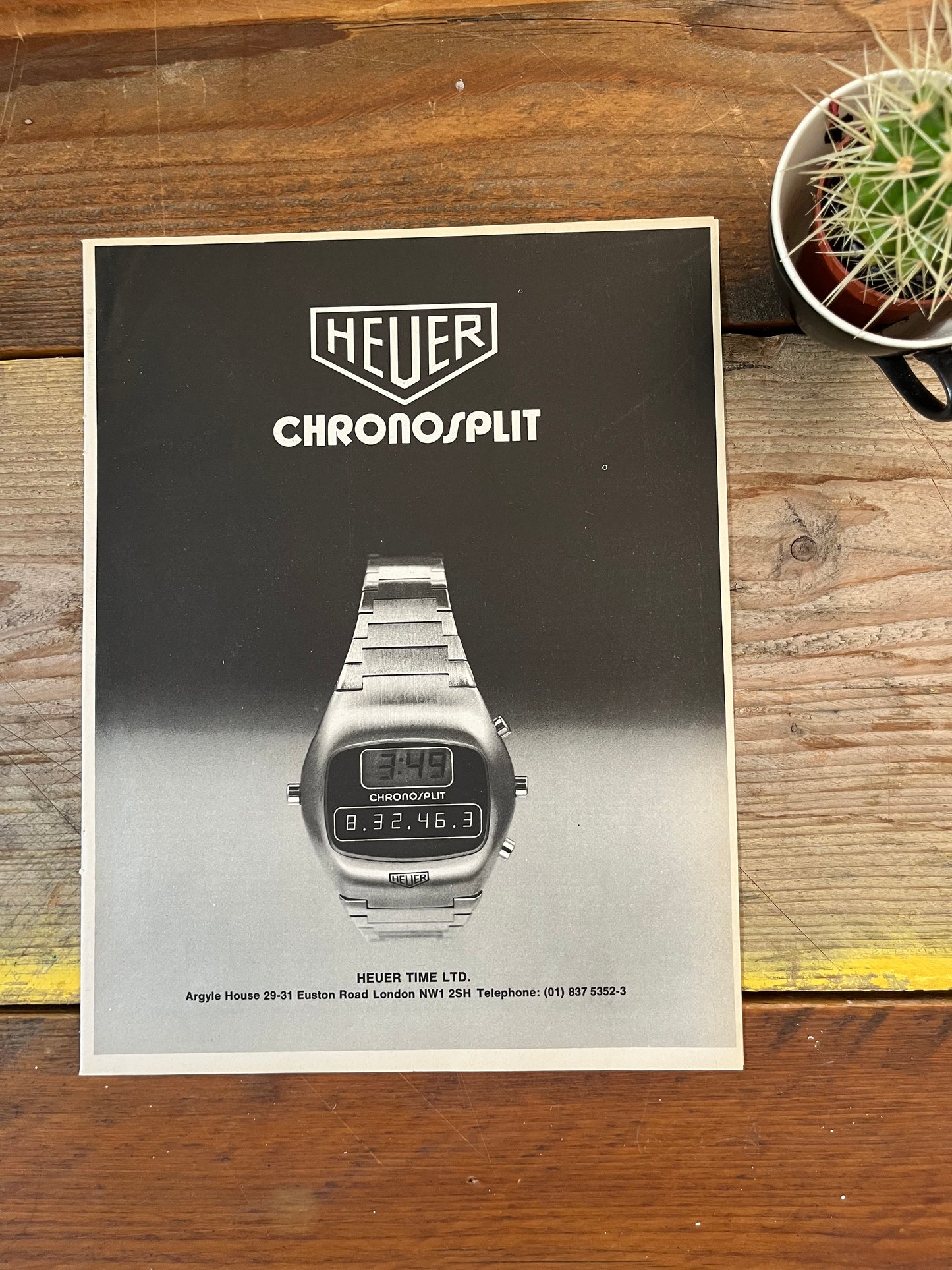 Vintage 1973 Tag Heuer Chronosplit watch advertisement