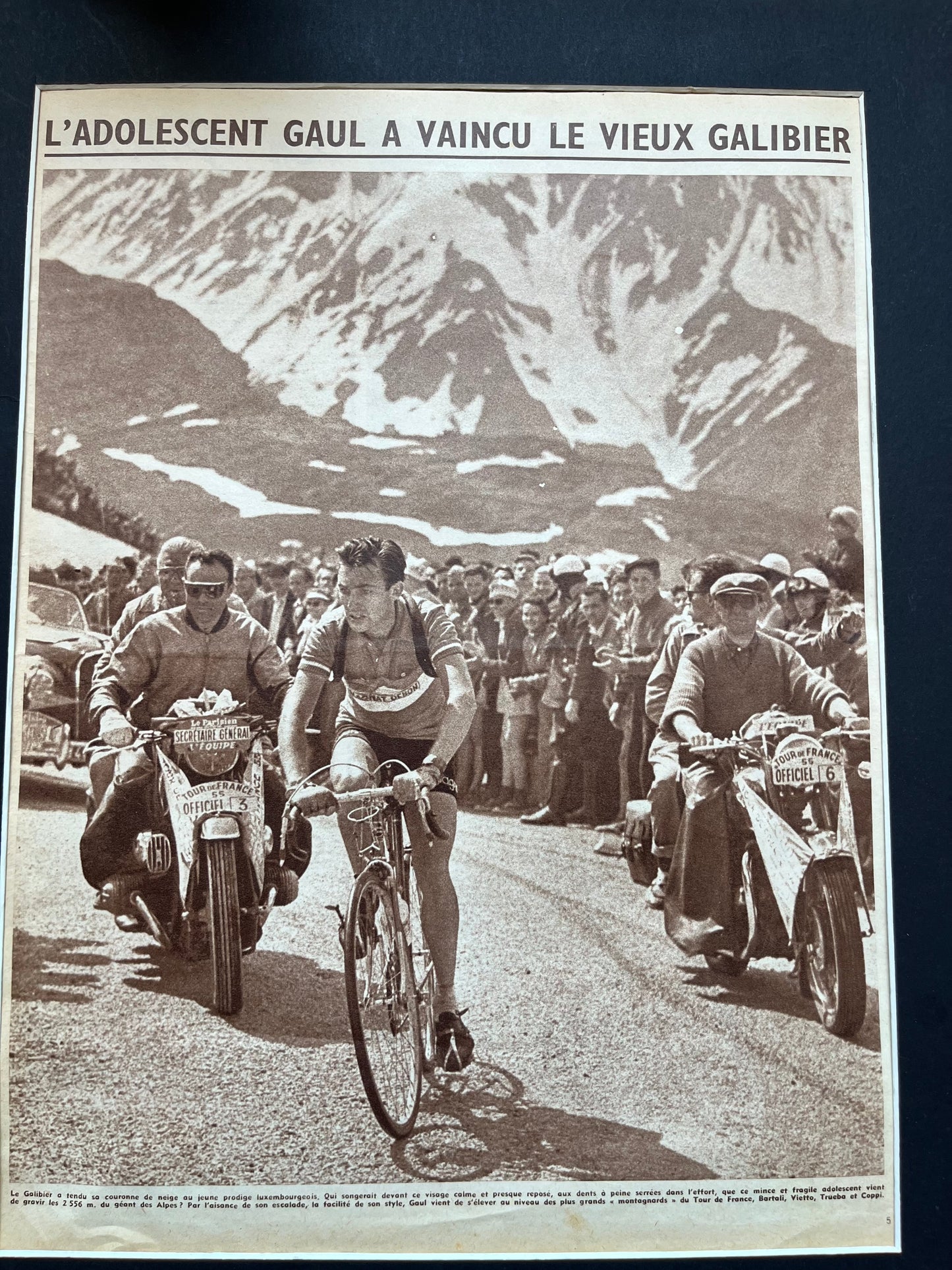 Vintage Cycling Print -Tour de France, Charly Gaul Col du Galibier