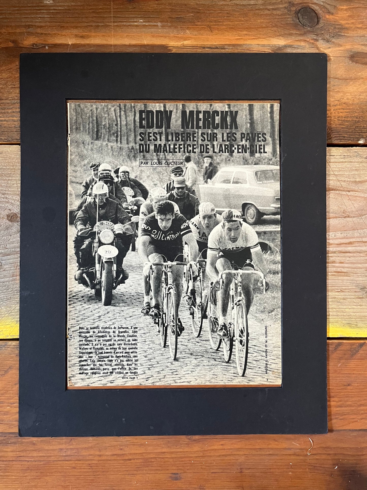 Eddy Merckx vintage cycling print 1968 Paris Roubaix Faema