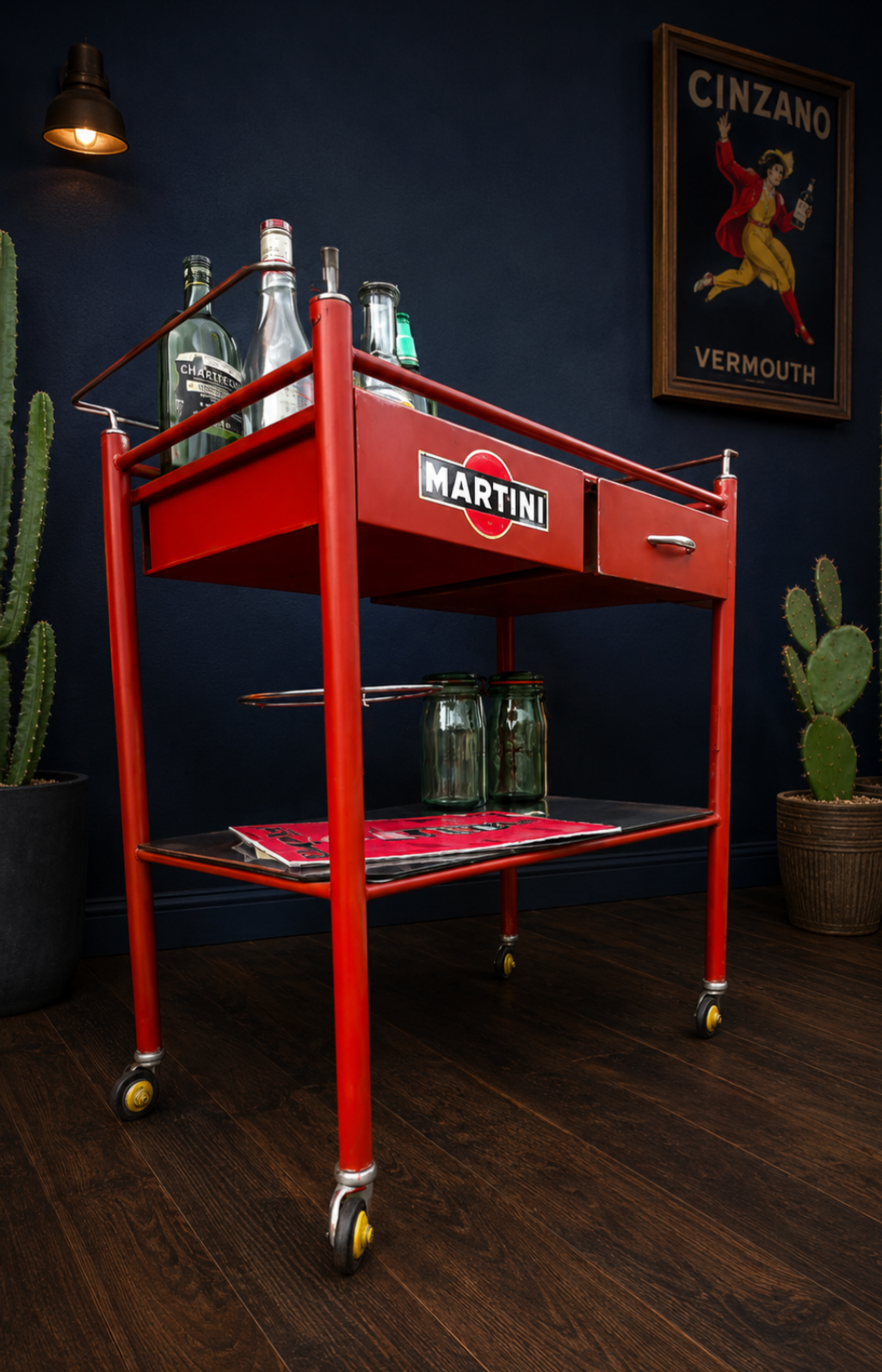 Vintage Martini logo drinks trolley ex medical