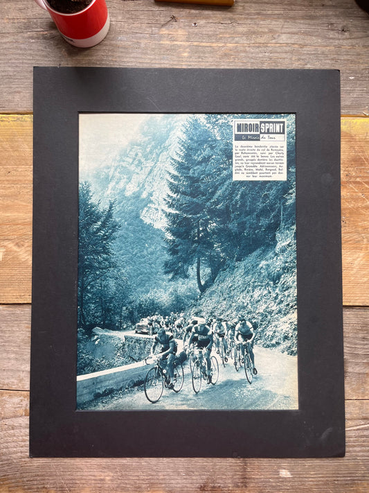 Tour de France vintage print - Alps Col de Romeyere c1958
