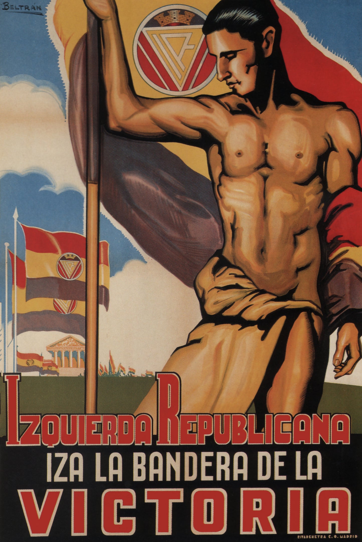Spanish civil war Vintage Poster - Republican flag of victory