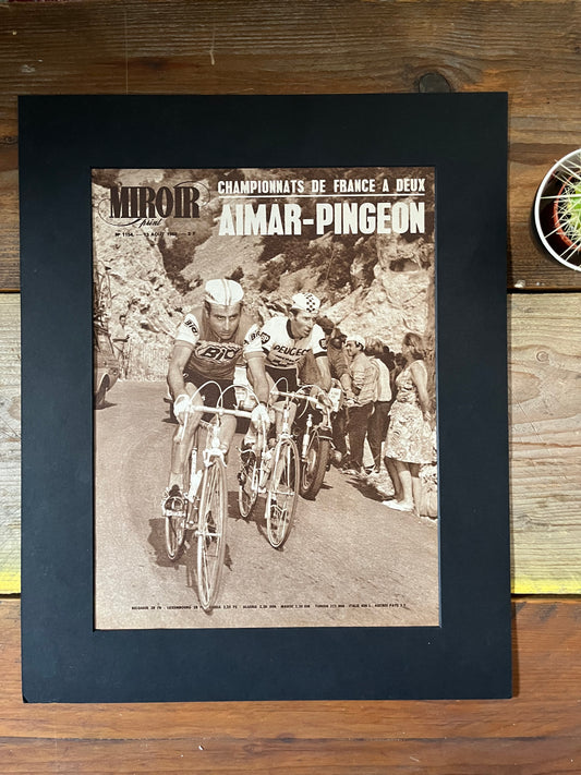 Vintage cycling print 1968 Roger Pingeon Lucien Aimar