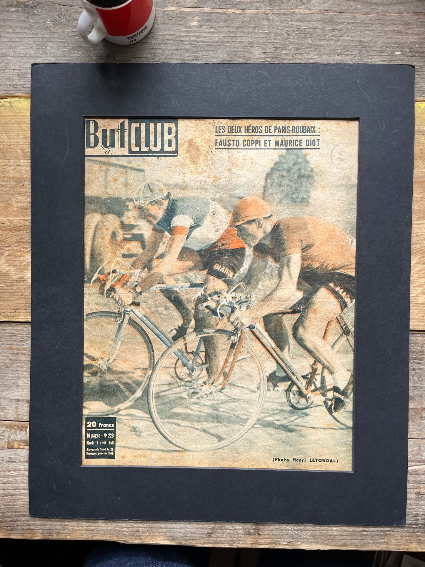 Fausto Coppi Marcel bidot Bianchi Paris Roubaix original vintage cycling print 1950