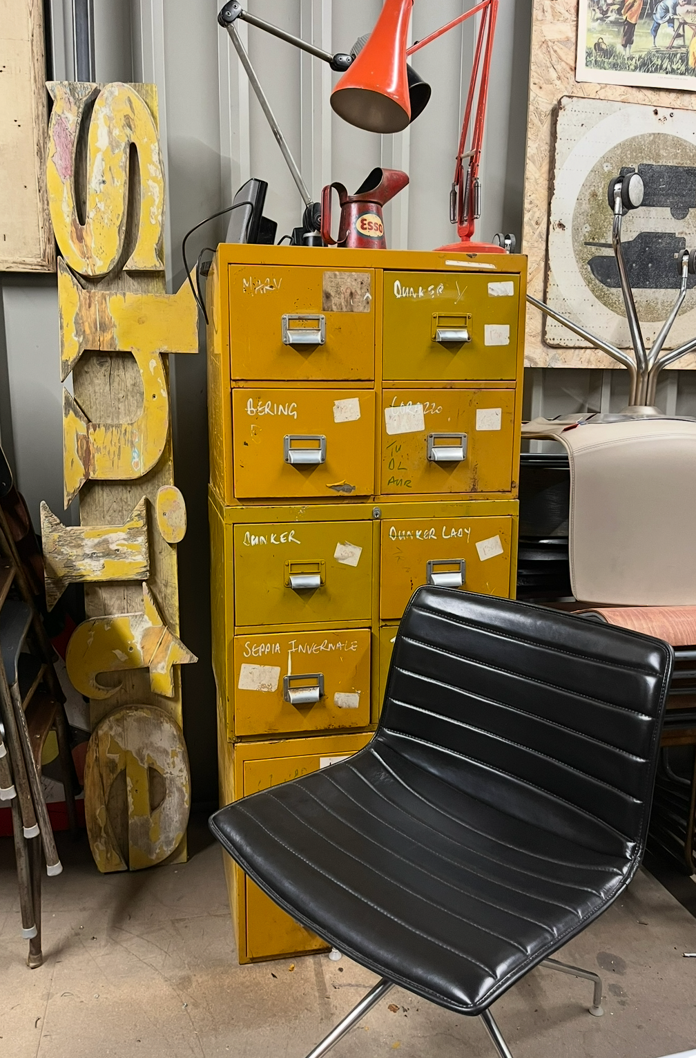 Vintage Yellow Metal filing cabinet