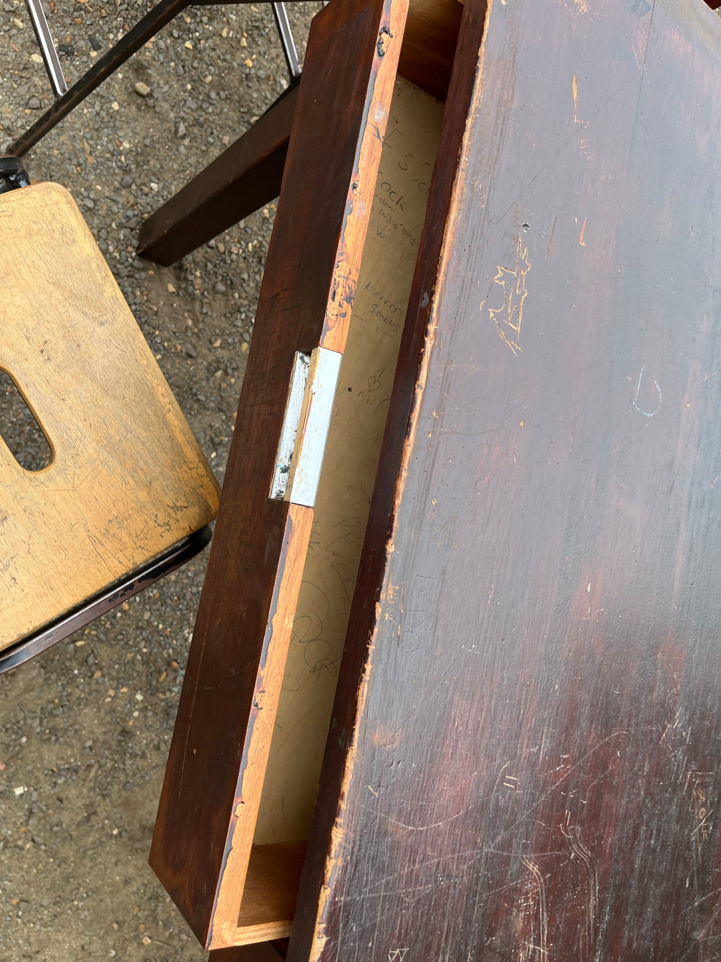 Iroko science lab table / desk from Smithdon school brutalist design c1954