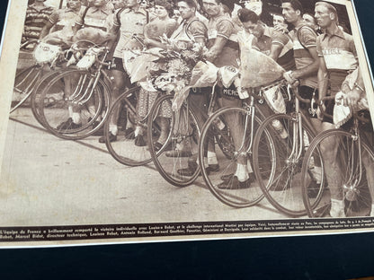 Vintage Cycling Print - Tour de France, French team Original  1955