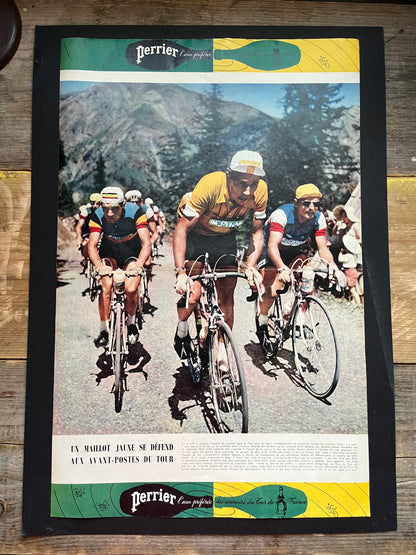 Vintage Tour de France/ Perrier Jacques Anquetil vintage cycling poster 1958