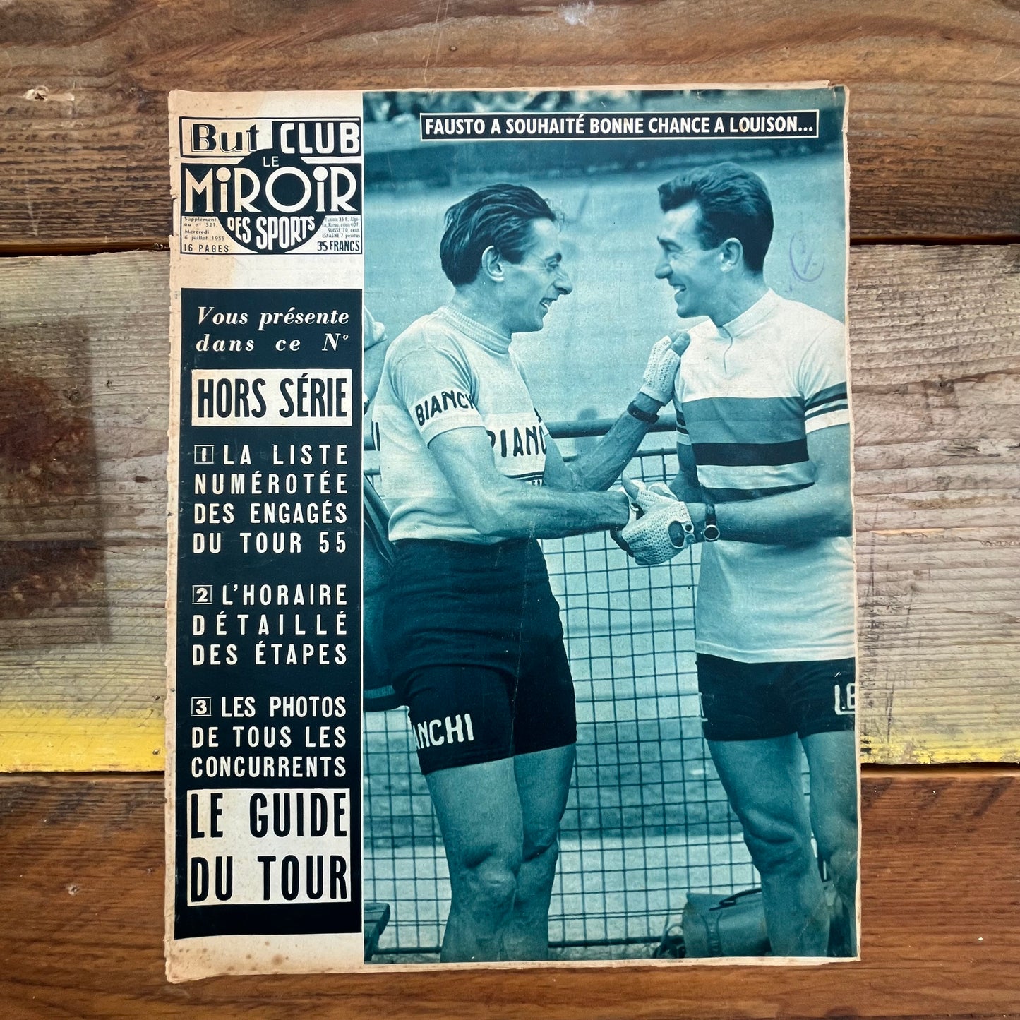Fausto Coppi / Louison Bobet  original vintage cycling print 1955