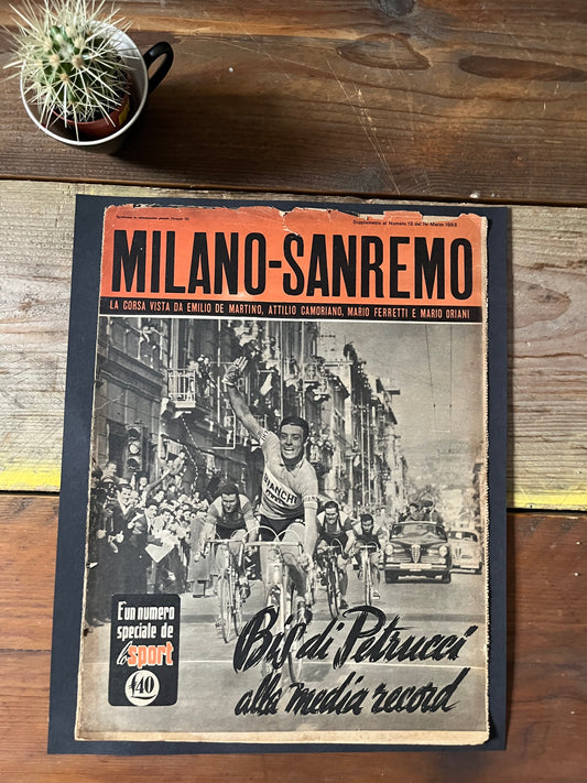 Vintage Cycling Print - Loretto Petrucci 1953 Milan San Remo