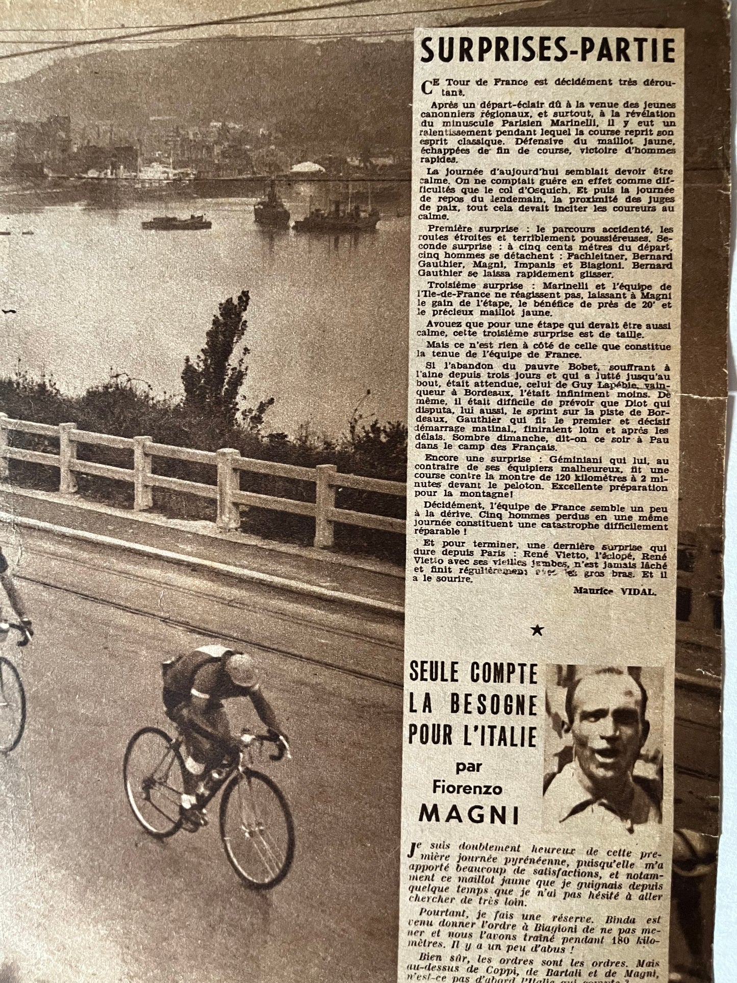 Vintage Tour de France cycling print 1949 Porte de Saint Sebastien